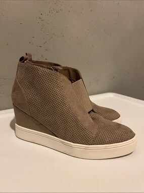 MIA Taupe Perforated Wedge Sneaker Boot